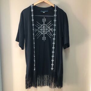 4 for $20 Blue Rain Fringe Kimono Cardigan (M)